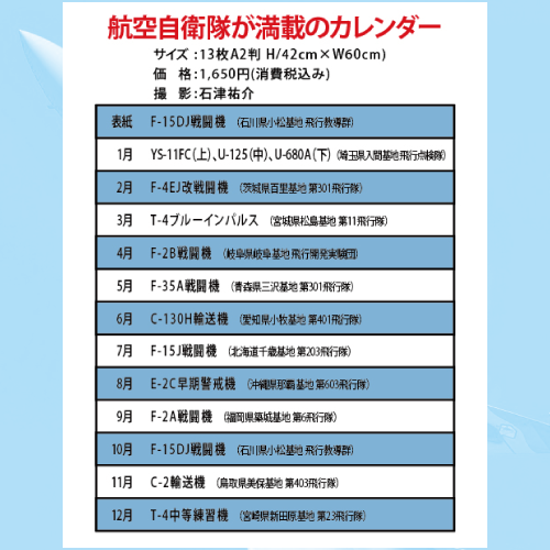 航空自衛隊の翼 改 2022年 壁掛けタテ型カレンダー