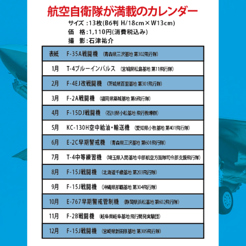 航空自衛隊の翼 TypeD 2022年 卓上カレンダー